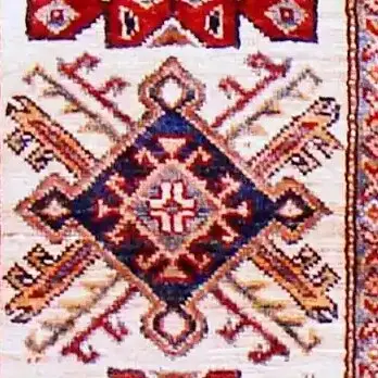 Cream Super Kazak Double hand Knotted NZ Wool Veg Dye Afghan Runner (173 x 57)cm, cream super kazak runner, close-up detail 2