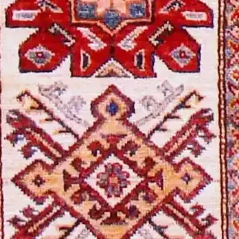 Cream Super Kazak Double hand Knotted NZ Wool Veg Dye Afghan Runner (173 x 57)cm, cream super kazak runner, close-up detail 3