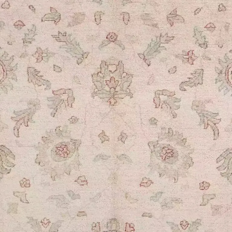 Suzani Rug - 273 x 184, cream suzani rug, close-up detail 1