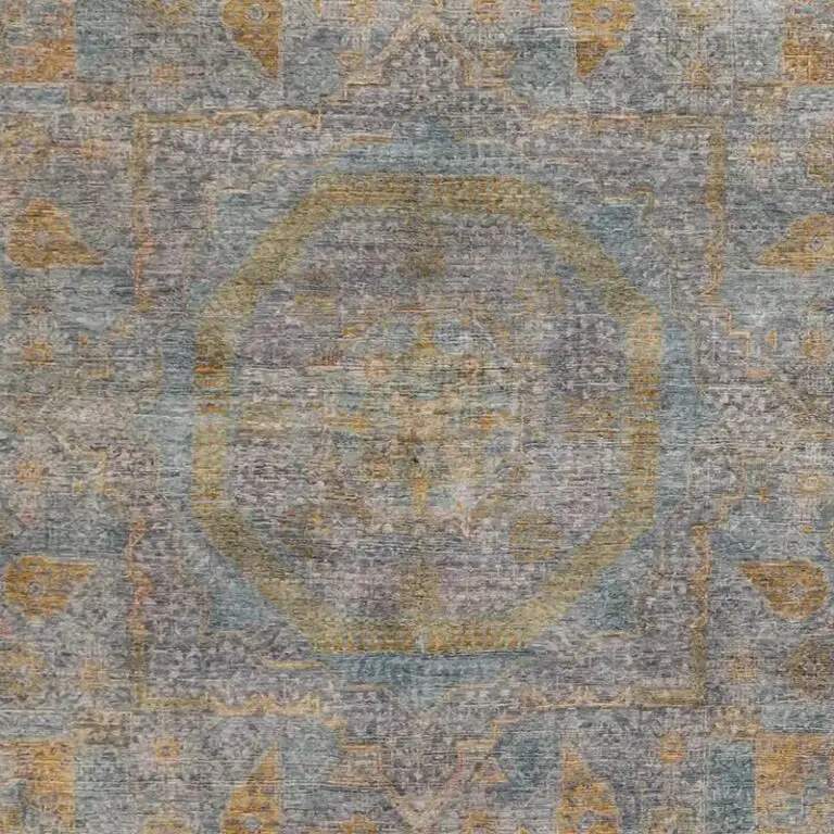 Vintage Look Mamluk Double hand Knotted Fine Lamb Wool Veg Dye (310 x 235)cm, cream vintage mamluk rug, close-up detail 2