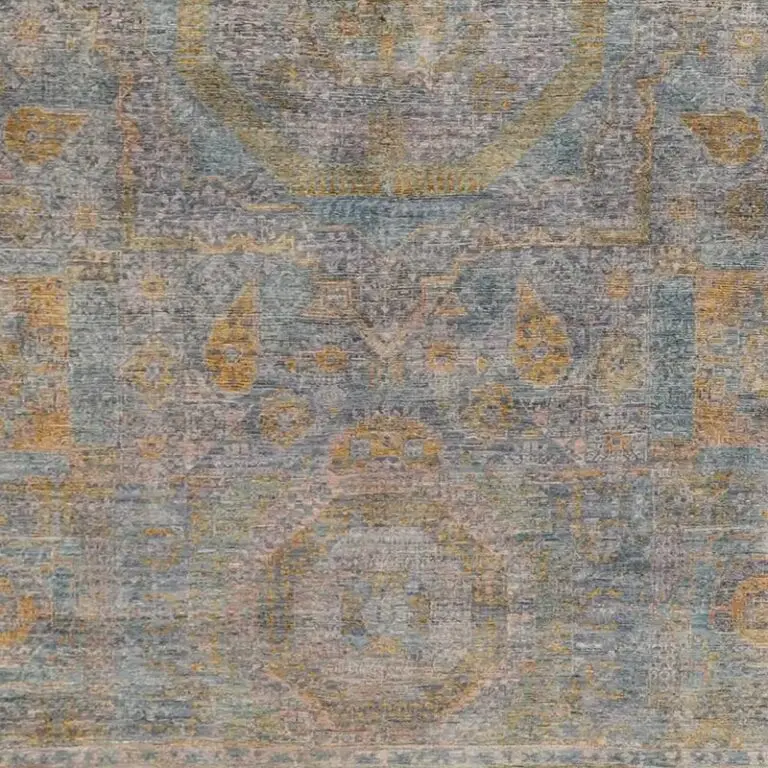 Vintage Look Mamluk Double hand Knotted Fine Lamb Wool Veg Dye (310 x 235)cm, cream vintage mamluk rug, close-up detail 3