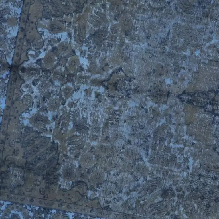 Blue Velvety Vintage Over-dyed : 483 x 325, dark blue overdyed rug, close-up detail 1