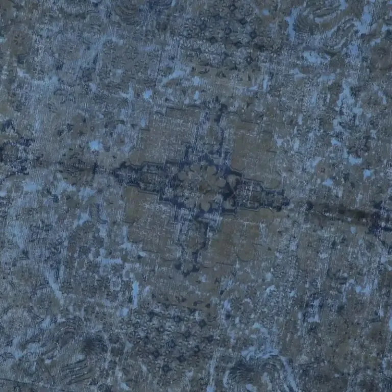 Blue Velvety Vintage Over-dyed : 483 x 325, dark blue overdyed rug, close-up detail 2