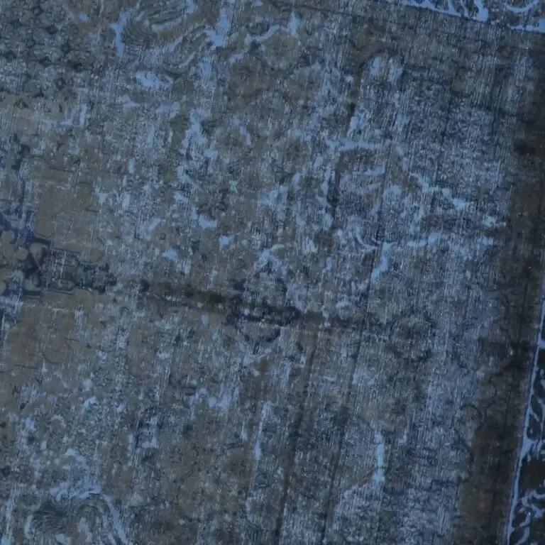 Blue Velvety Vintage Over-dyed : 483 x 325, dark blue overdyed rug, close-up detail 3