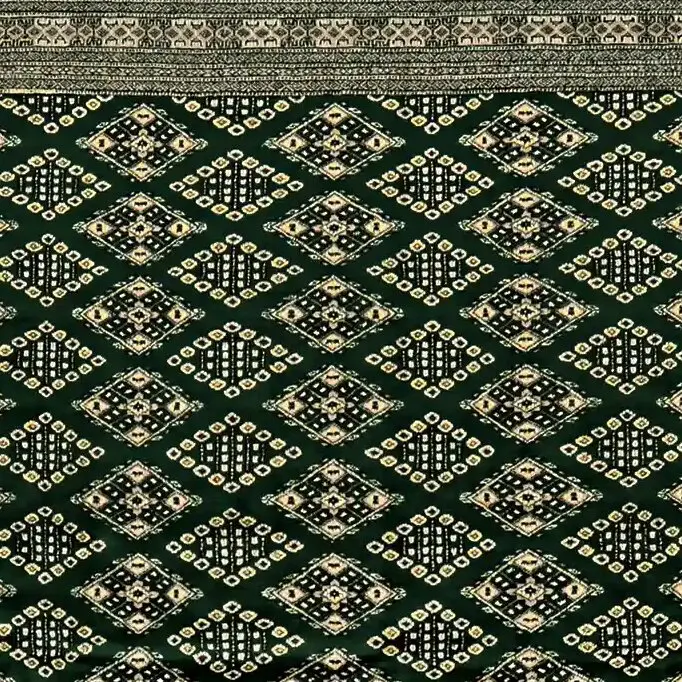 Dark Green Jaldar rug, Hand Knotted, Veg Dye Pakistan(308 x 238)cm, dark green jaldar rug, close-up detail 1