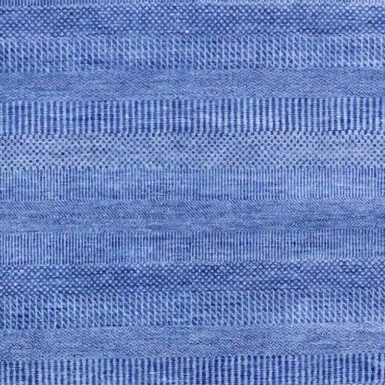 Electric Blue Grass Double hand Knotted Rug NZ Wool Veg Dye India(278 x 184)cm, electric blue grass rug, close-up detail 1
