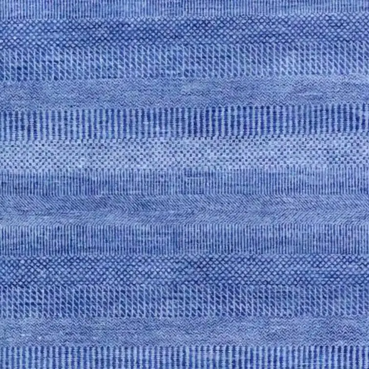 Electric Blue Grass Double hand Knotted Rug NZ Wool Veg Dye India(278 x 184)cm, electric blue grass rug, close-up detail 2