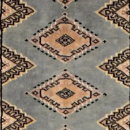 Flint Grey Jaldar RugHand Knotted, NZ Handspun Wool, Veg Dye (182 x 62)cm, flint grey jaldar rug, close-up detail 1