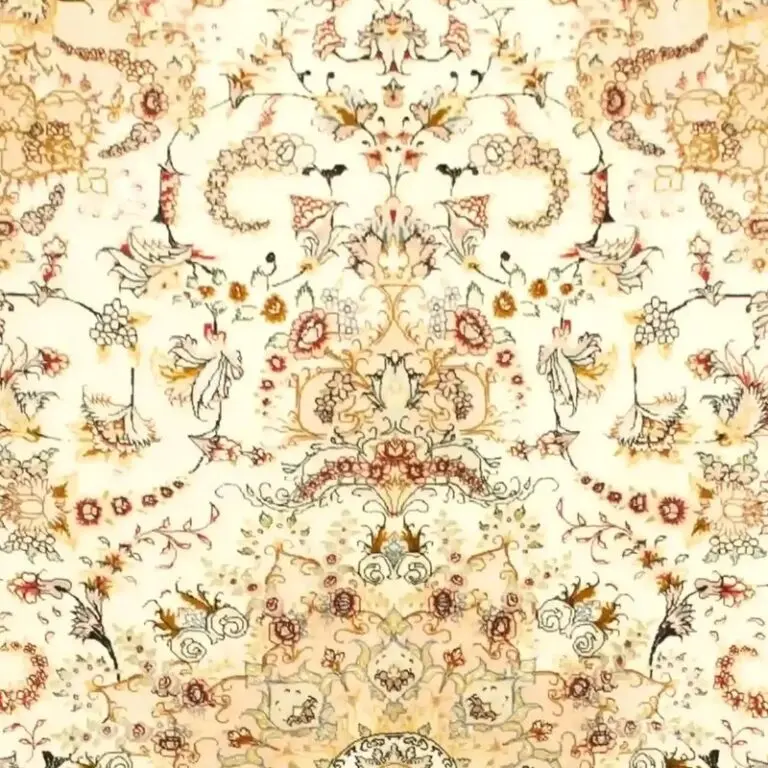 Floral Apricot 50Raj Tabriz, Double hand Knotted, Super Fine Handspun lamb Wool, Iran(293 x 204)cm, floral apricot tabriz rug, close-up detail 1