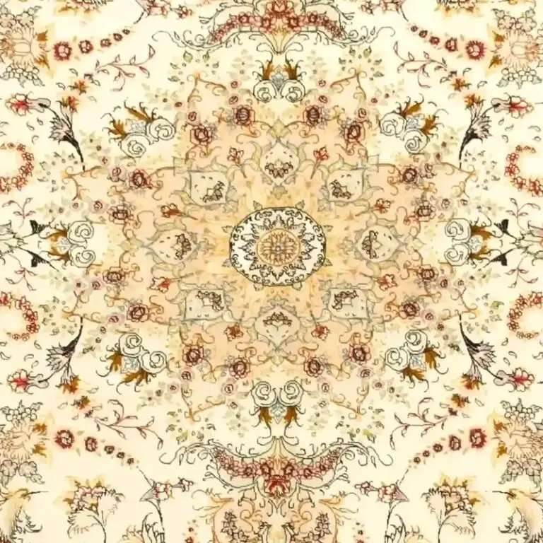 Floral Apricot 50Raj Tabriz, Double hand Knotted, Super Fine Handspun lamb Wool, Iran(293 x 204)cm, floral apricot tabriz rug, close-up detail 2