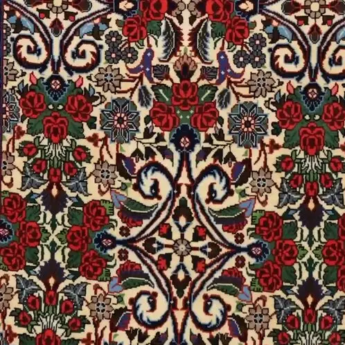 Flower Bijar Runner Double Hand Knotted Rug Lamb Wool Veg Dye Iran (408 x 93)cm, floral bijar persian runner, close-up detail 3