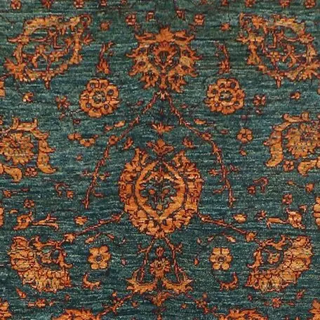 Forest Green Sultani Designer Rug, Double hand Knotted, NZ Wool, Afghan (199 x 149), forest green sultani rug, close-up detail 1