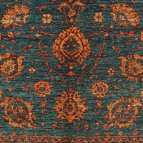 Forest Green Sultani Designer Rug, Double hand Knotted, NZ Wool, Afghan (199 x 149), forest green sultani rug, close-up detail 3