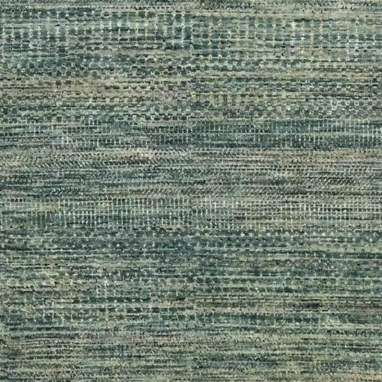 Green Contemporary Designer Rug, Double Hand Knotted, NZ Handspun Wool, German Dye, Agra (293 x 272)cm, green contemporary wool rug, close-up detail 2