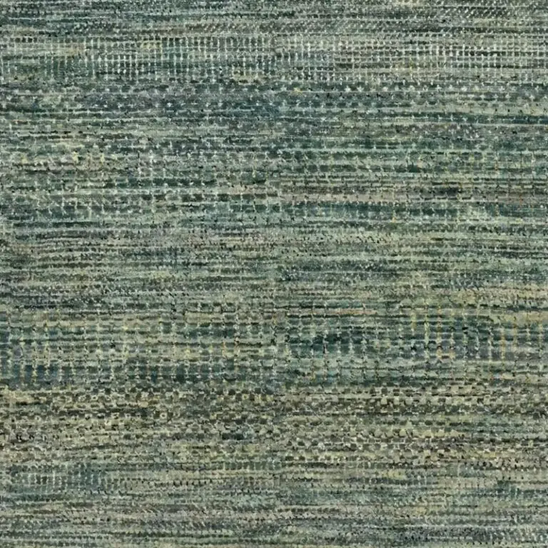 Green Contemporary Designer Rug, Double Hand Knotted, NZ Handspun Wool, German Dye, Agra (293 x 272)cm, green contemporary wool rug, close-up detail 3