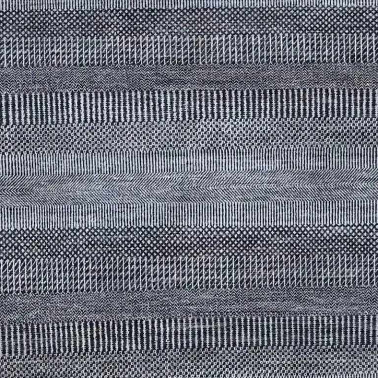 Contemporary Designer Rug, Double hand Knotted, NZ Handspun Wool, Veg Dye, Agra (315 x 246)cm, grey blue contemporary rug, close-up detail 2