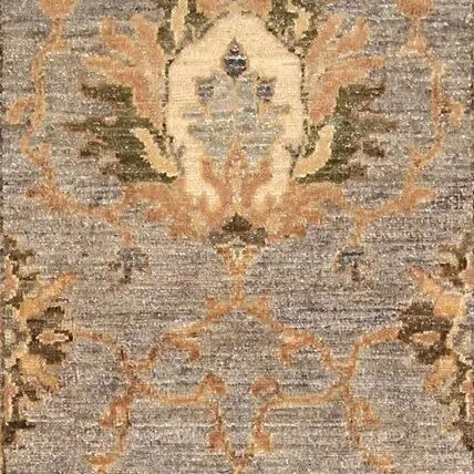 Grey Choobi Runner Double Hand Knotted Gazney Wool Afghan (300 x 74)cm, grey chobi afghan runner, close-up detail 1
