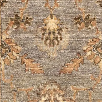 Grey Choobi Runner Double Hand Knotted Gazney Wool Afghan (300 x 74)cm, grey chobi afghan runner, close-up detail 2