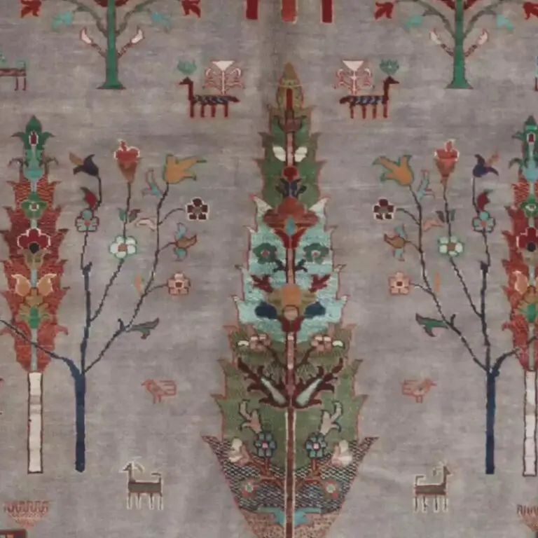 Derakhti Rug - 241 x 177, grey derakhti afghan rug, close-up detail 2