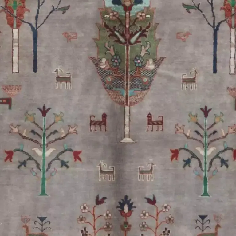 Derakhti Rug - 241 x 177, grey derakhti afghan rug, close-up detail 3