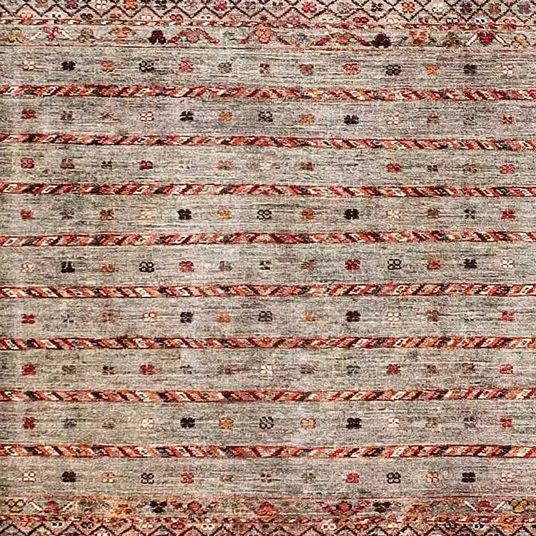Khorjin Rug 236 x 170, grey geometric khorjin rug, close-up detail 2