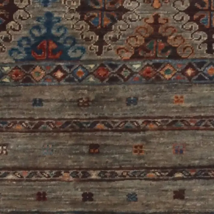 Khorjin Rug 120 x 79, grey german dye khorjin rug, close-up detail 1