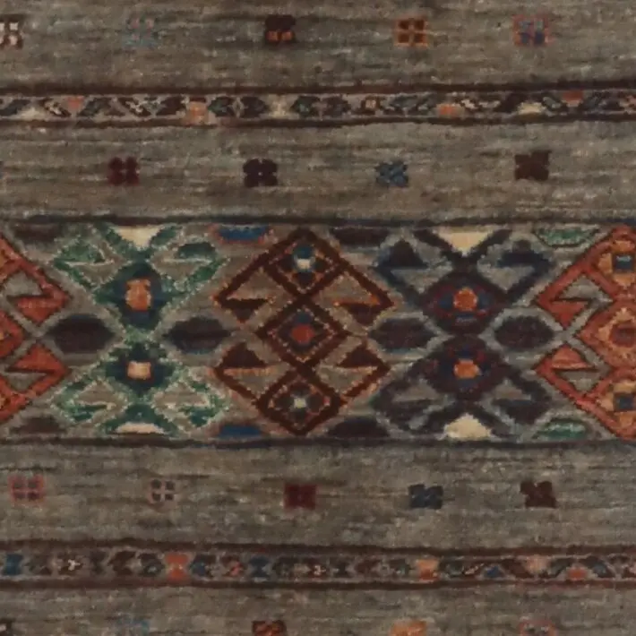Khorjin Rug 120 x 79, grey german dye khorjin rug, close-up detail 2