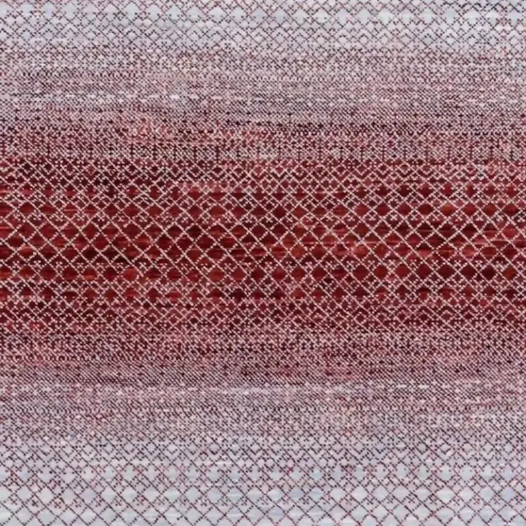 Contemporary Designer Rug Double Hand Knotted NZ Wool Veg Dye Agra (306 x 245) cm, grey red contemporary rug, close-up detail 3