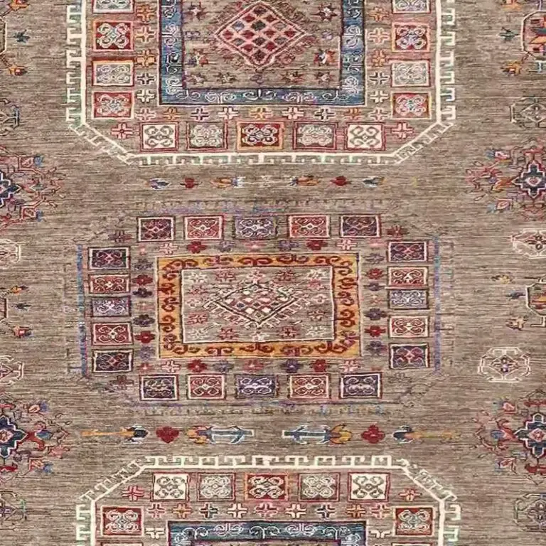 Super Kazak Rug - 309 x 247, grey tribal kazak rug, close-up detail 2