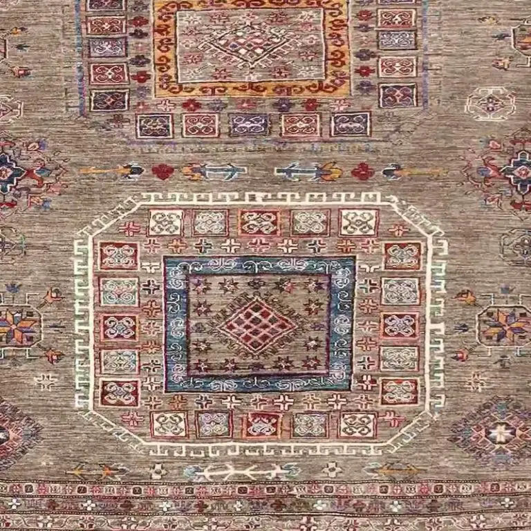 Super Kazak Rug - 309 x 247, grey tribal kazak rug, close-up detail 3
