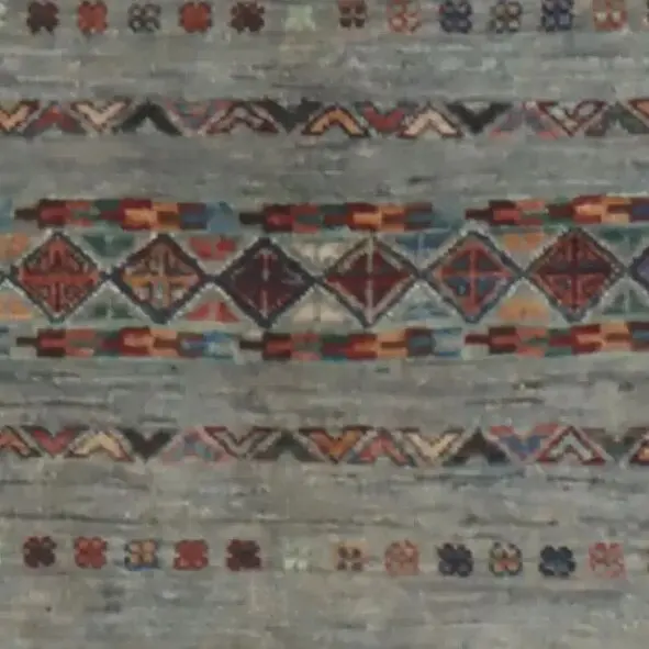 Khorjin Rug 127 x 80, grey tribal khorjin rug, close-up detail 2