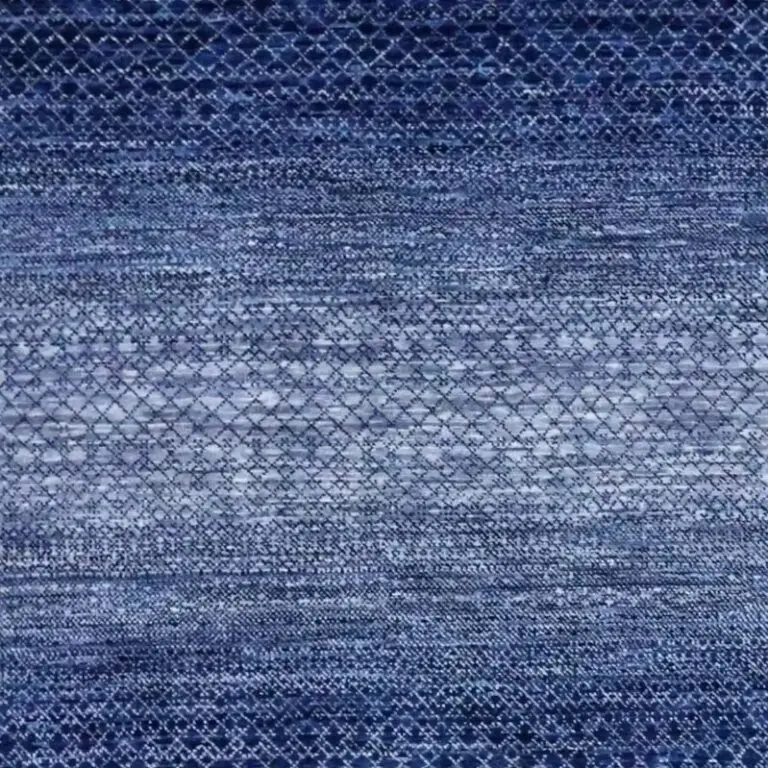 Inky Rainbow Rug - 438 x 306 cms, inky blue rainbow rug, close-up detail 1