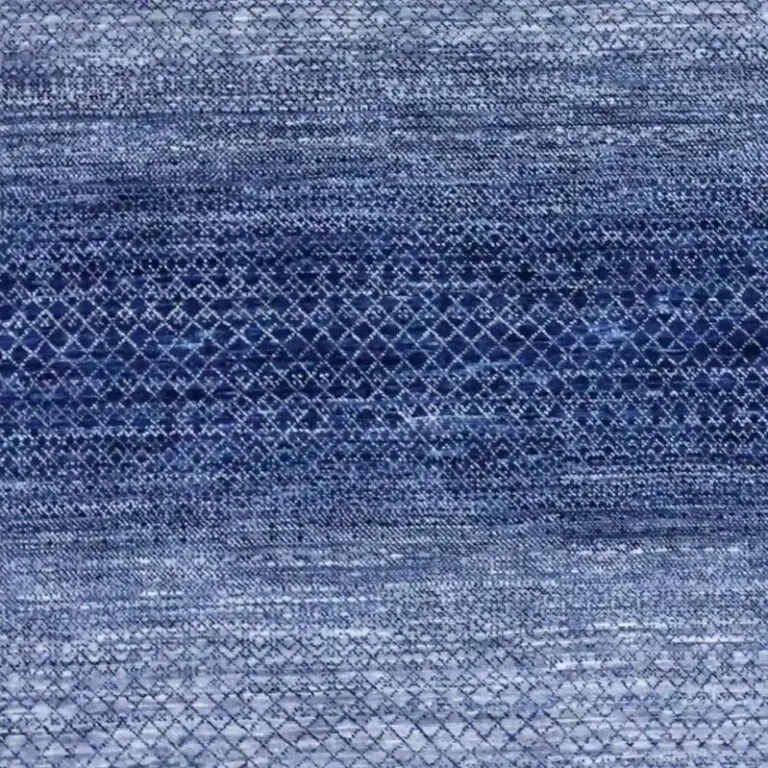 Inky Rainbow Rug - 438 x 306 cms, inky blue rainbow rug, close-up detail 2
