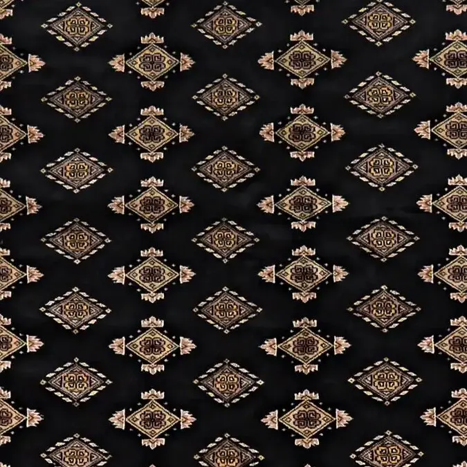 Jet Black Jaldar rug, Hand Knotted, Handsoan NZ Wool & silk, Veg Dye, Lahore (297 x 215)cm, jet black jaldar rug, close-up detail 2