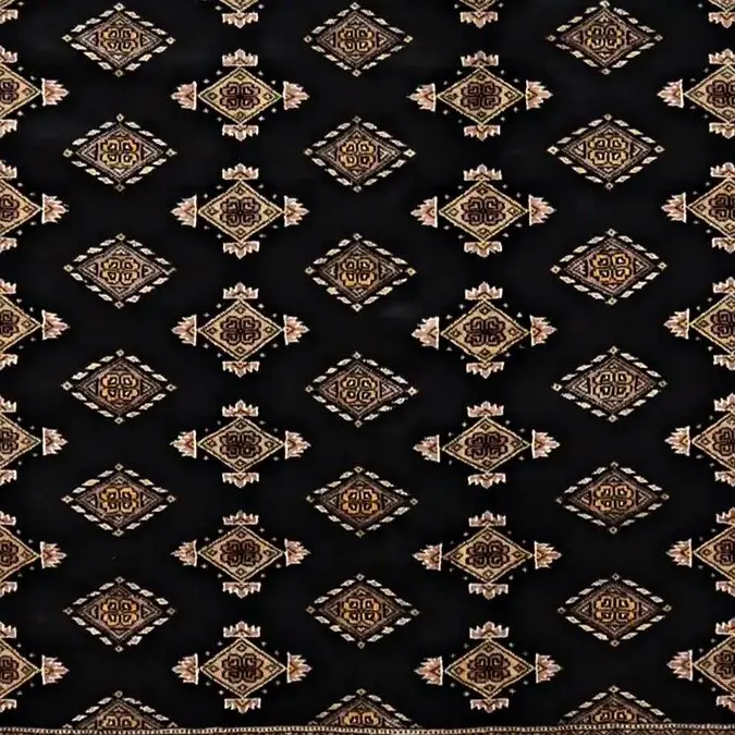 Jet Black Jaldar rug, Hand Knotted, Handsoan NZ Wool & silk, Veg Dye, Lahore (297 x 215)cm, jet black jaldar rug, close-up detail 3