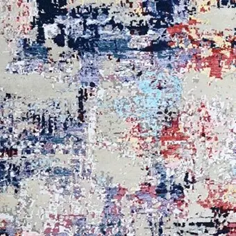 Abstract Designer Rug, Handspun Wool & Silk Jaipur (271X364), multi colour abstract rug, close-up detail 1