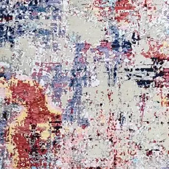 Abstract Designer Rug, Handspun Wool & Silk Jaipur (271X364), multi colour abstract rug, close-up detail 2