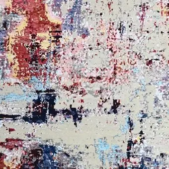 Abstract Designer Rug, Handspun Wool & Silk Jaipur (271X364), multi colour abstract rug, close-up detail 3