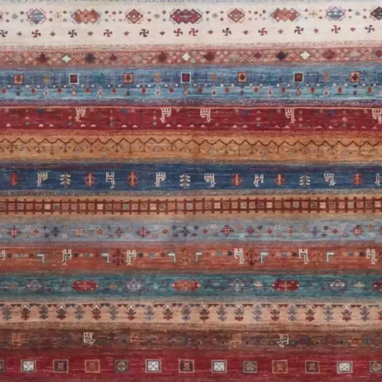 Gabbeh Rug - 288 x 251, multicolour gabbeh rug, close-up detail 1