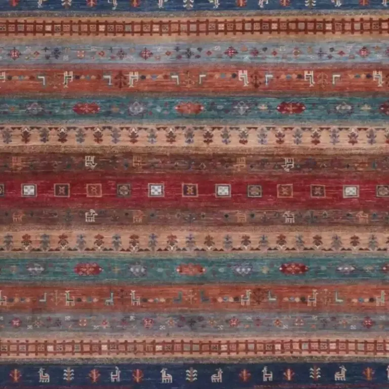 Gabbeh Rug - 288 x 251, multicolour gabbeh rug, close-up detail 2