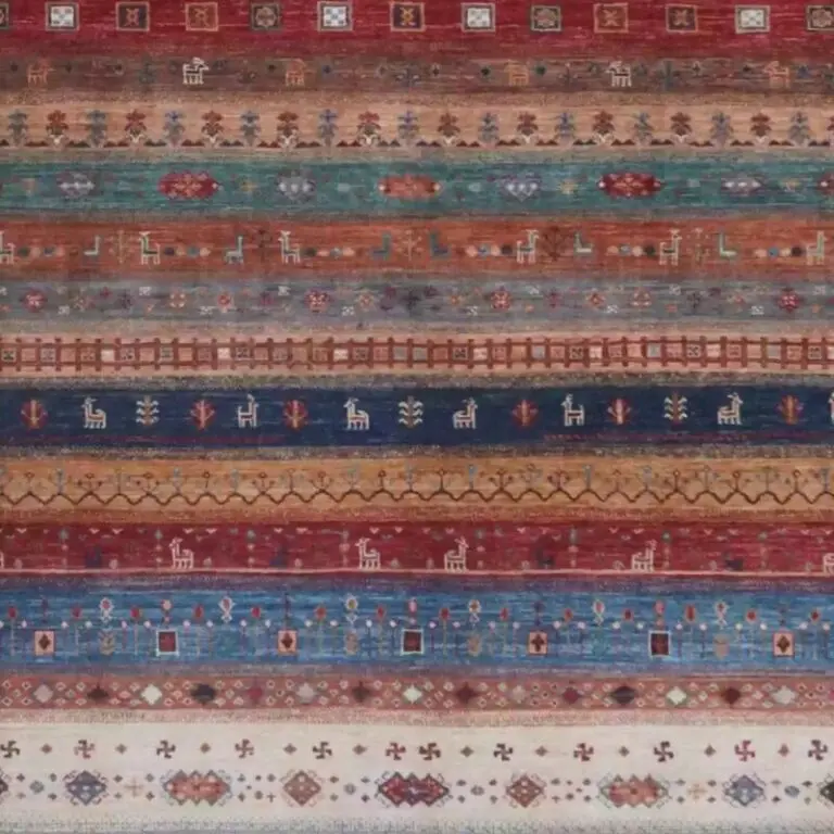 Gabbeh Rug - 288 x 251, multicolour gabbeh rug, close-up detail 3