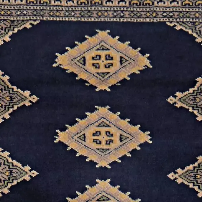Kashmiri Rug - 120 x 76, navy blue kashmiri rug, close-up detail 1