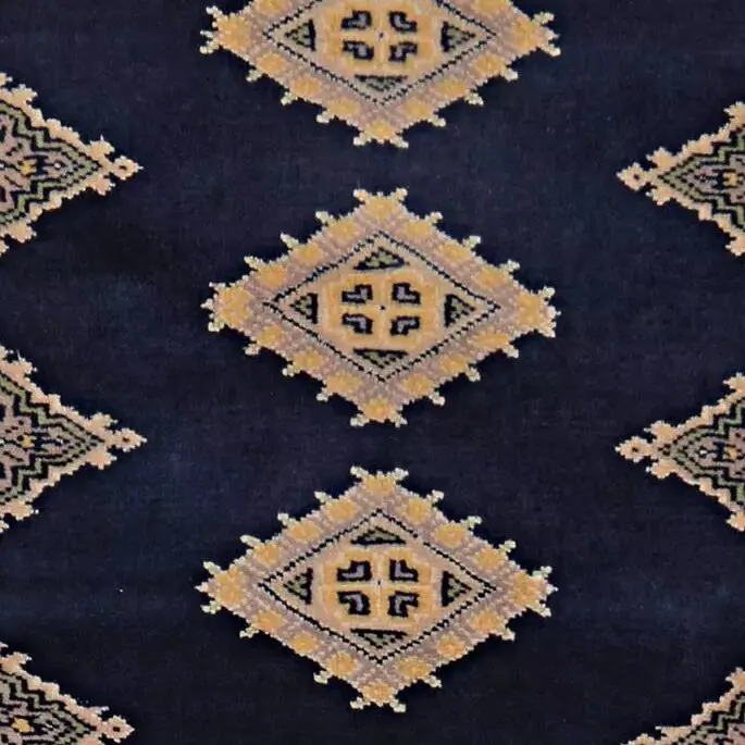 Kashmiri Rug - 120 x 76, navy blue kashmiri rug, close-up detail 2