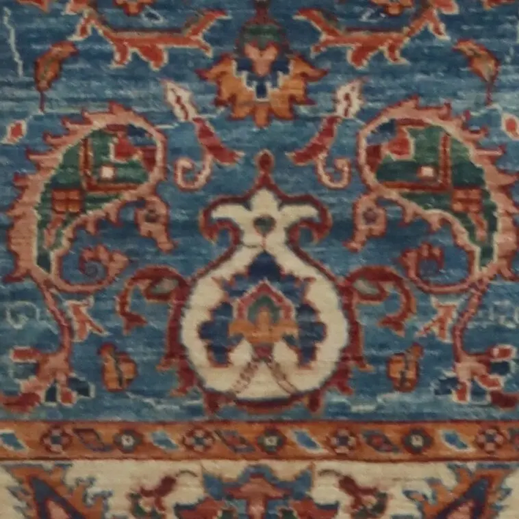 Suzani Rug 118 x 80, navy blue suzani rug, close-up detail 3