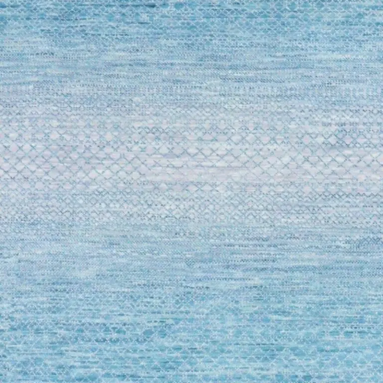 Ocean waves Grass Rug Double Hand Knotted German Dye India(3.70 x 2.77)cm, ocean blue grass rug, close-up detail 1