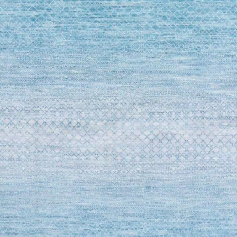 Ocean waves Grass Rug Double Hand Knotted German Dye India(3.70 x 2.77)cm, ocean blue grass rug, close-up detail 3