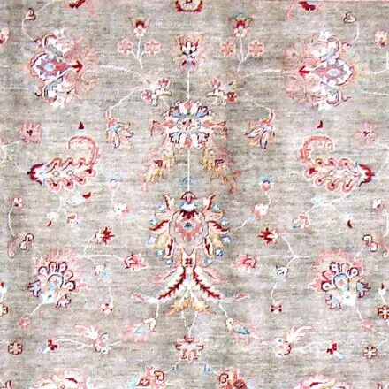Super Fine Double hand Knotted Olive Ziegler Rug Zieglar Wool Veg Dye Afghan (298 x 210)cm, olive ziegler afghan rug, close-up detail 1
