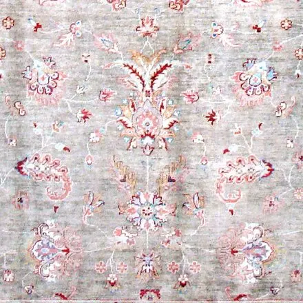 Super Fine Double hand Knotted Olive Ziegler Rug Zieglar Wool Veg Dye Afghan (298 x 210)cm, olive ziegler afghan rug, close-up detail 3