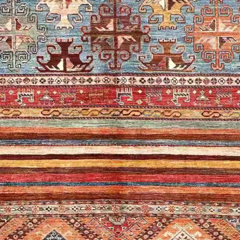 Khorjin Rug 235 x 175, orange khorjin rug, close-up detail 1