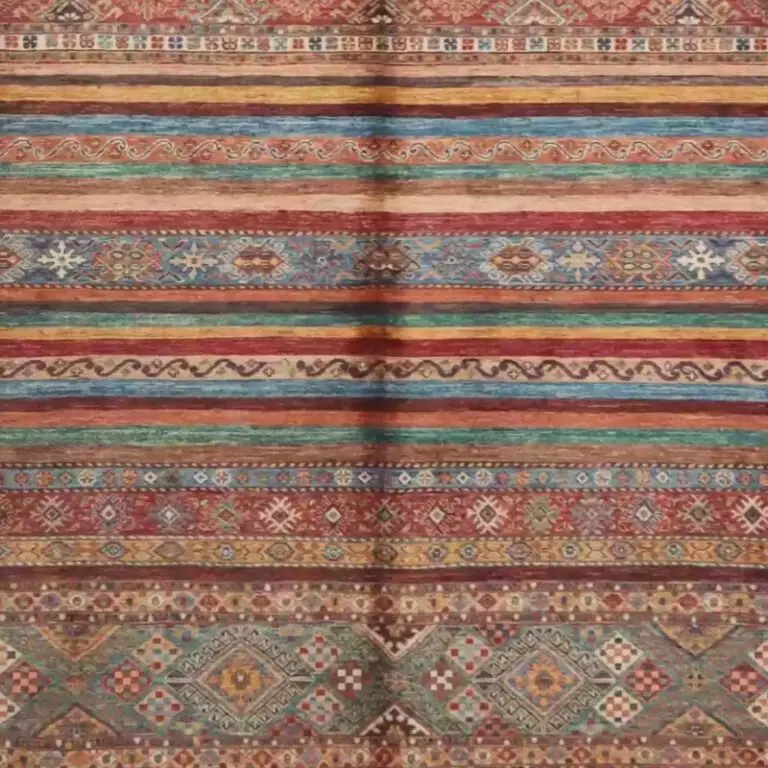 Khorjin Rug - 350 x 270, orange tribal khorjin rug, close-up detail 3